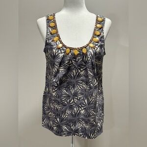 Boden Women’s Sleeveless Blouse With Yellow Beads Size 12